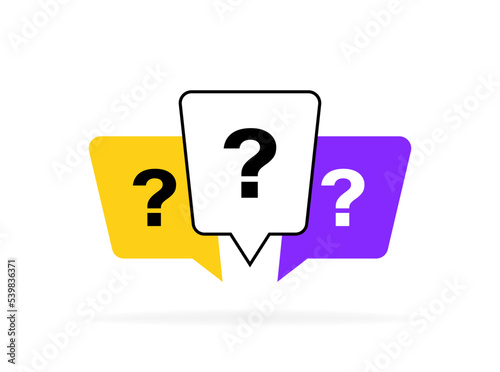 Question bubbles. Message box with question mark. Design concept for quiz, question, ask and answer. Vector illustration