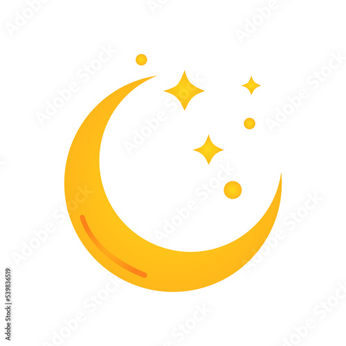 moon and stars icon on white background, vector illustration