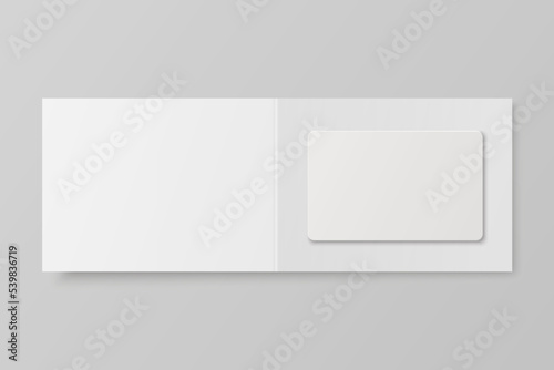 Vector 3d Realistic White Guest Room, Plastic Hotel Apartment Keycard, ID Card, Sale, Credit Card Design Template with Paper Cover Case, Envelope, Wallet Close-up for Mockup, Branding. Top View