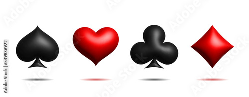 Suit of playing cards. Vector illustration 3d symbols