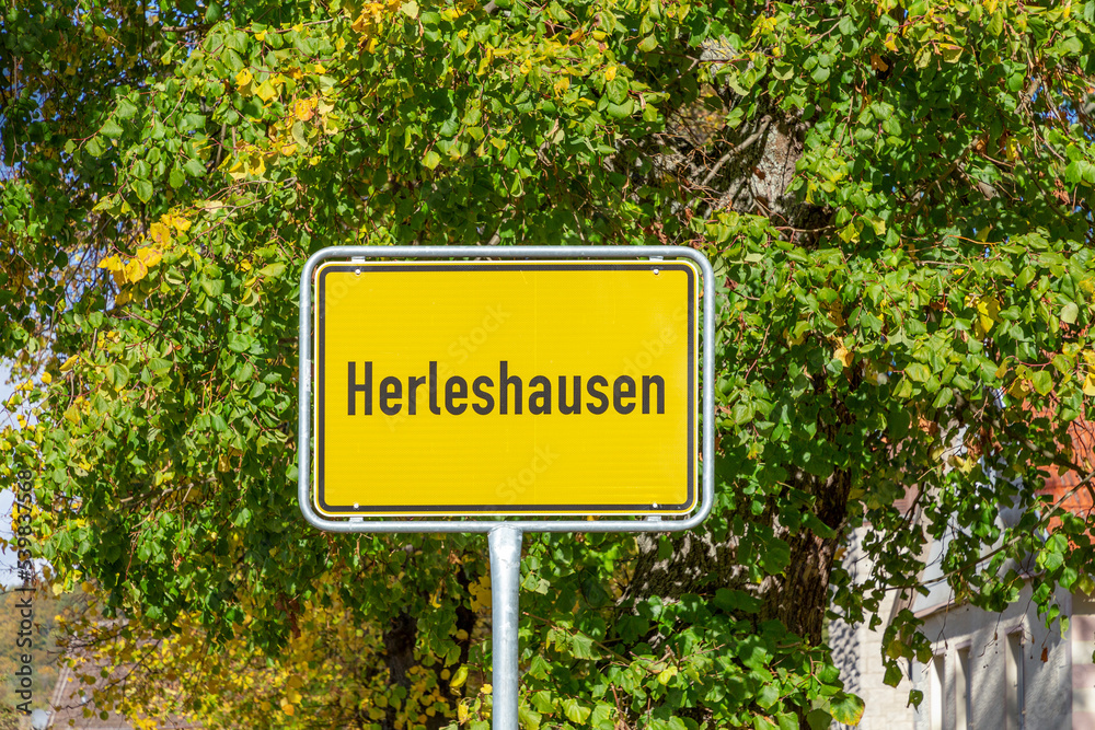 Herleshausen yellow signpost