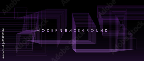 Wallpaper Mural black background abstract with purple geometric and wavy lines design. Vector illustration Torontodigital.ca