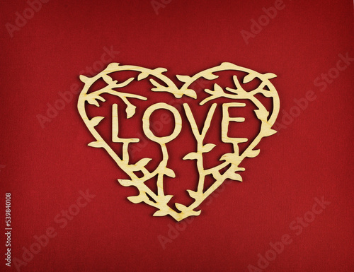 Lettering love in wooden he...