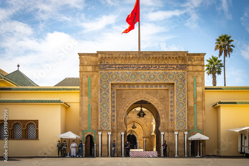 entrance to royal palace, rabat, morocco, north africa photo