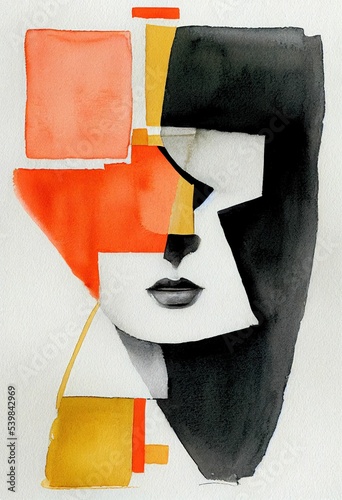 Abstract female portrait illustration digital art face person background artwork minimal expressionism textured watercolor style graphic design character 