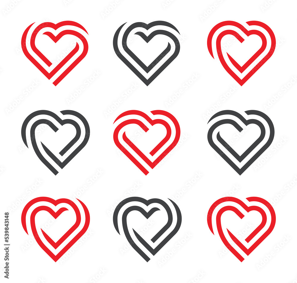 Heart Logo Concept symbol sign icon Design Element Line Art Style. Love, health Care, Valentine's day Logotype. Vector illustration template Heart Logo Concept symbol sign icon Design Element Line Art Style. Love, health Care, Valentine's day Logotype. Vector illustration template