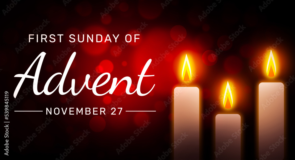 First Sunday of Advent Wallpaper with Rose red bokeh blur lights and