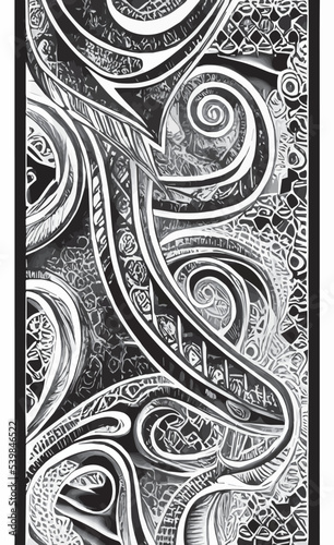 Decorative black and white gothic ornament, base for tattoo