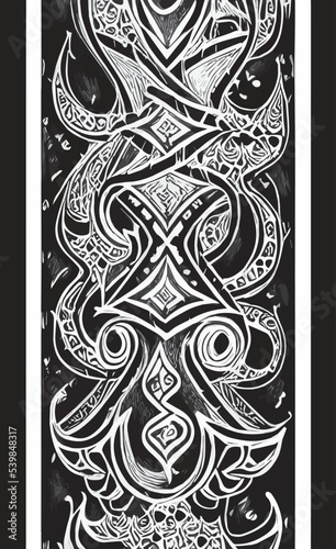 Decorative black and white gothic ornament, base for tattoo