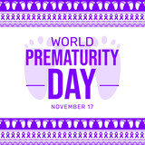 World Prematurity Day Wallpaper with footprint signs and ribbon on the border. Prematurity day background