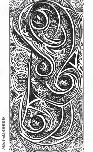 Decorative black and white gothic ornament, base for tattoo