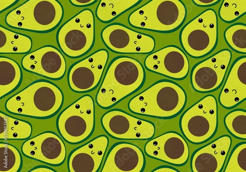Cartoon green seamless avocado pattern for wrapping paper and kids clothes print and fabrics and linens