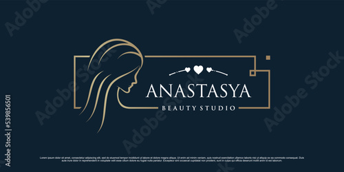 Beauty women logo design template for beauty salon with women face and modern concept