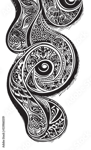 Decorative black and white gothic ornament, base for tattoo
