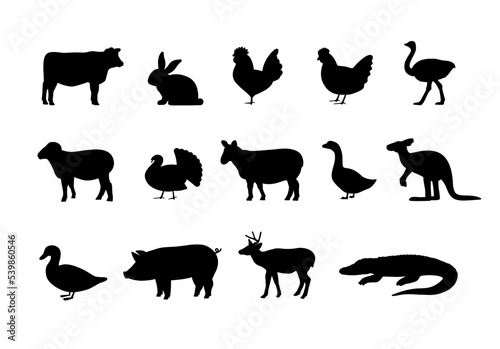 A set of animal silhouettes. Great for your design. Set of vector signs on white background. Ready to use for your design  presentation  promo  adv. EPS10. 