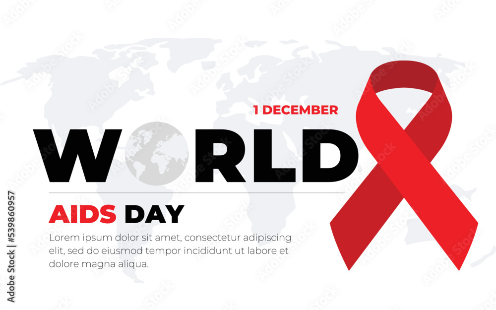 Vector illustration of hiv, World AIDS Day template for you design. Red ribbons on the map of world emblem. Vector illustration of hiv, World AIDS Day template for you design. Red ribbons on the map of world emblem.