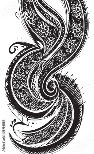 Decorative black and white gothic ornament, base for tattoo