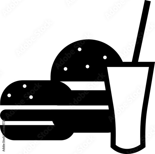 Icon logo of burger with drink symbol of street fast food for cafe, restaurant