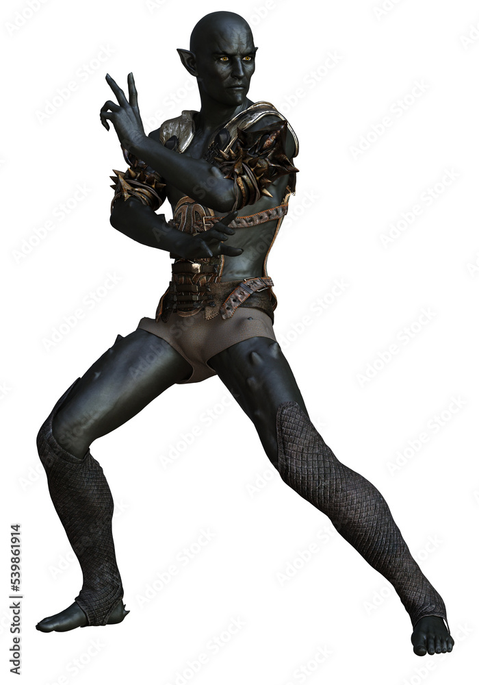 3D rendered fantasy male demon character in action pose on transparent background - 3D Illustration 3D rendered fantasy male demon character in action pose on transparent background - 3D Illustration