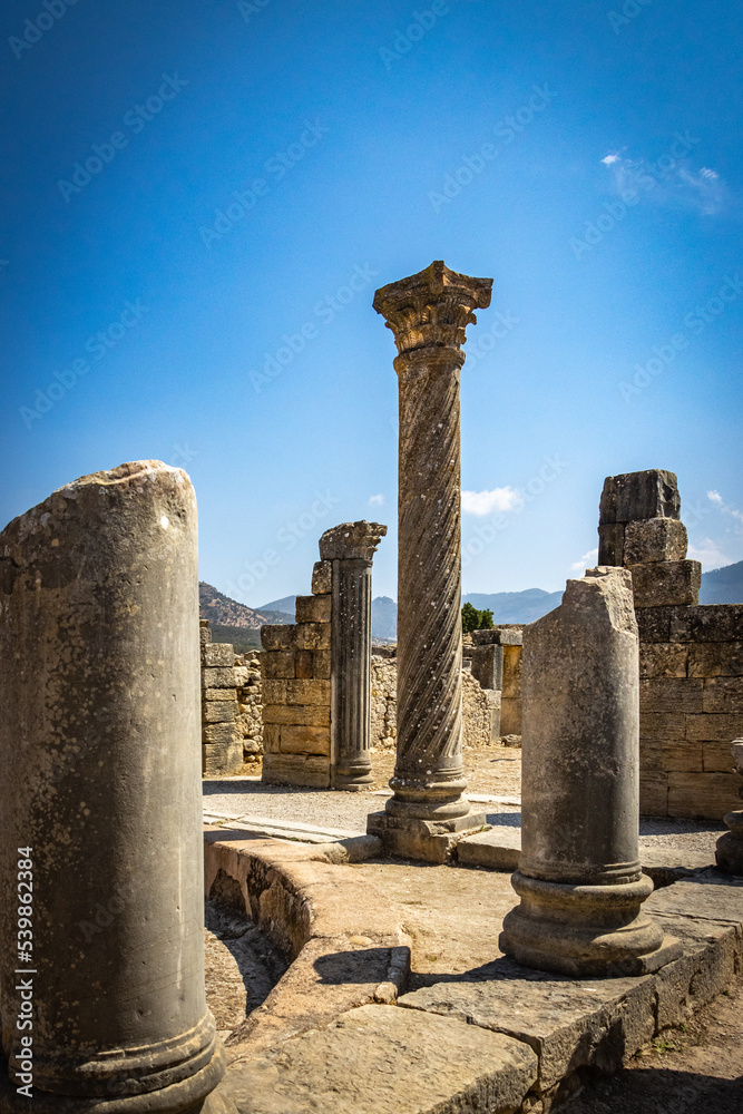 roman ruins, arches, pillars, volubilis, morocco, north africa