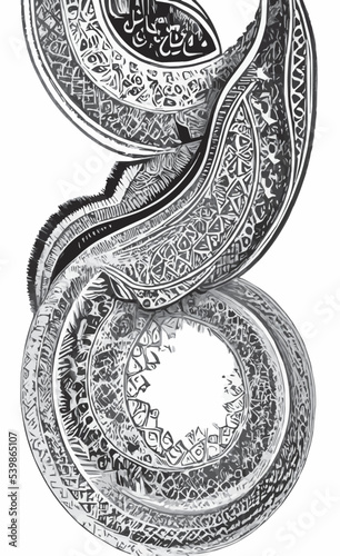 Decorative black and white gothic ornament, base for tattoo