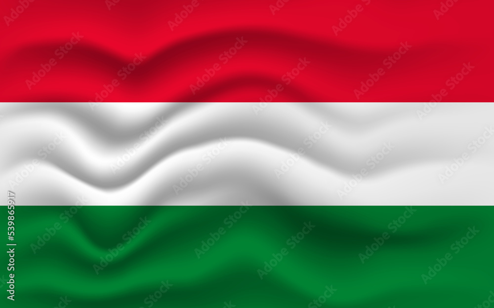 Hungary flag waving, closeup background. illustration