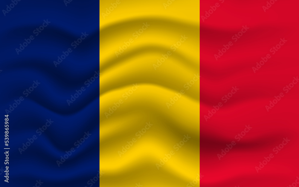 Romanian flag waving, closeup background. illustration