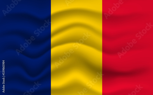 Romanian flag waving, closeup background. illustration