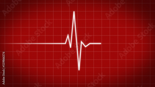 Heart rate monitor on red background. illustration