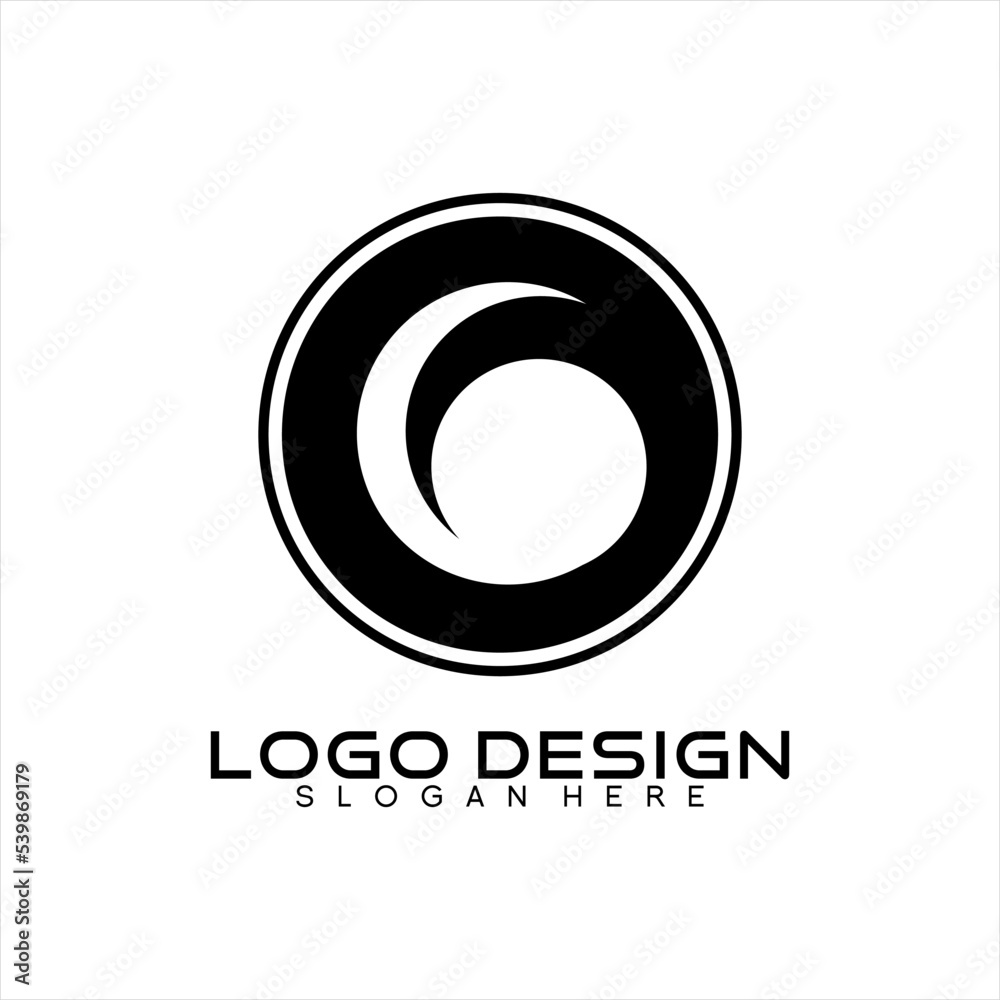 Abstract number six vector logo design in circle.