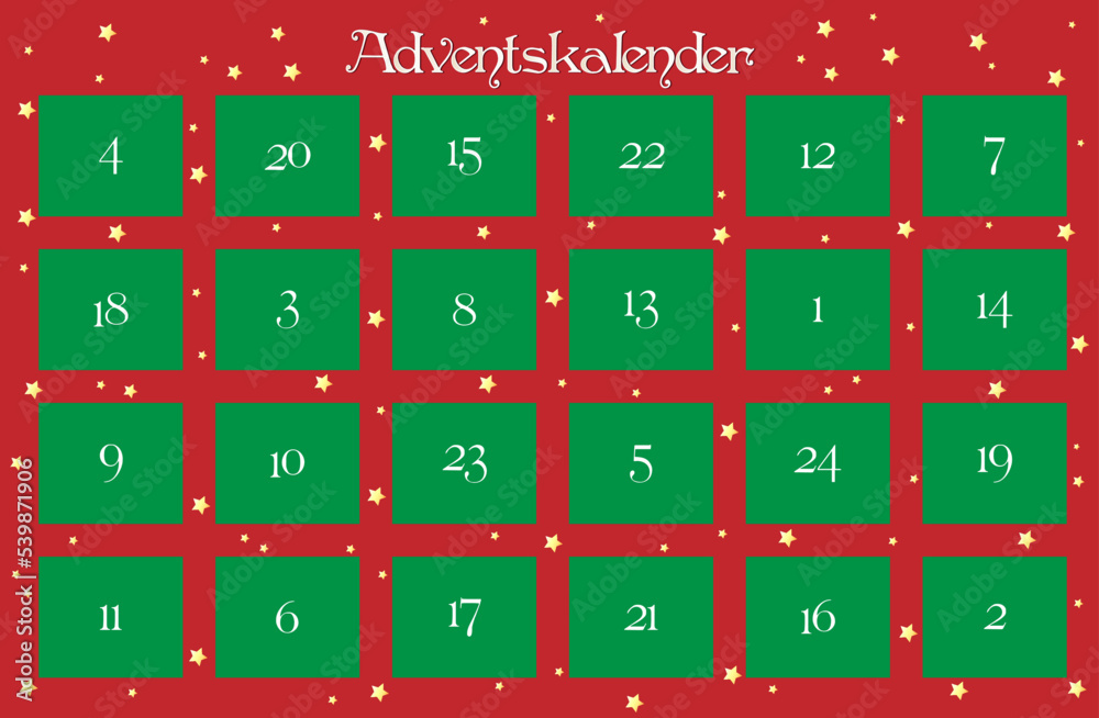  Advent Kalender mit 24 Türchen nummeriert, Tradition in der Adventszeit 