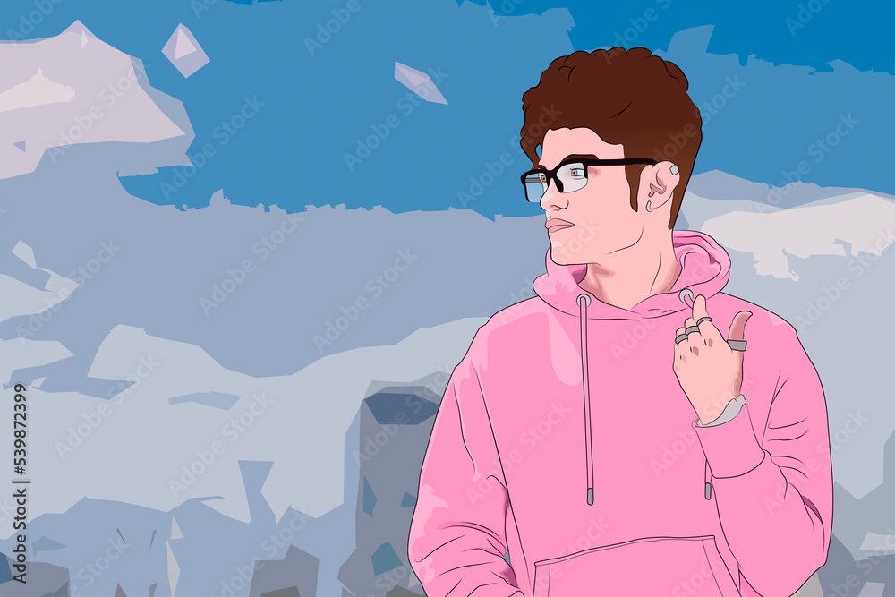 admirando el paisaje en la terraza del edificio