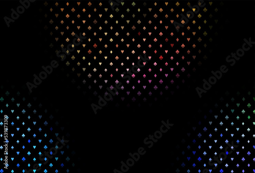 Dark multicolor  rainbow vector texture with playing cards.