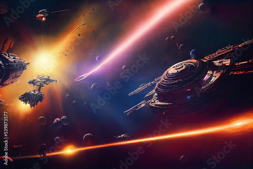 Fototapet space opera battle illustration