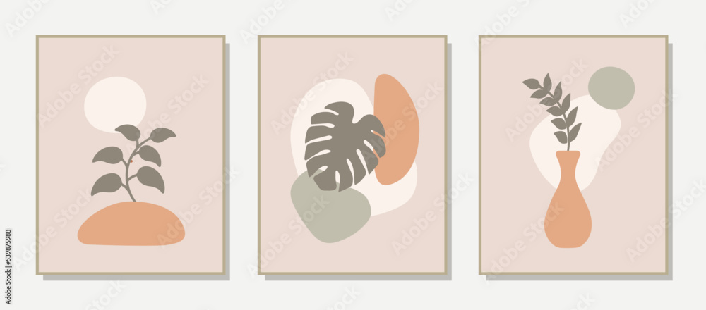 Boho floral decor vector. Abstract botanical wall art. Bohemian minimalist home decor Boho floral decor vector. Abstract botanical wall art. Bohemian minimalist home decor