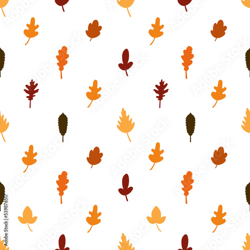Autumn seamless pattern. Fall leaves collection. Cartoon style.