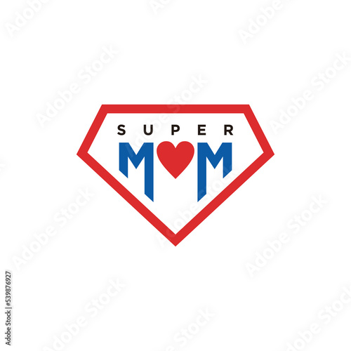 Super mom logo. Mother day concept. superhero