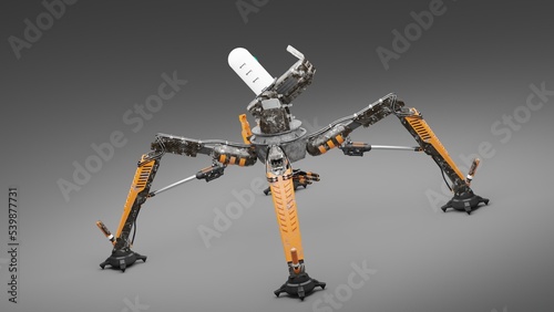 Automatic turret robot.3D artwork.3D rendering.3D illustration 