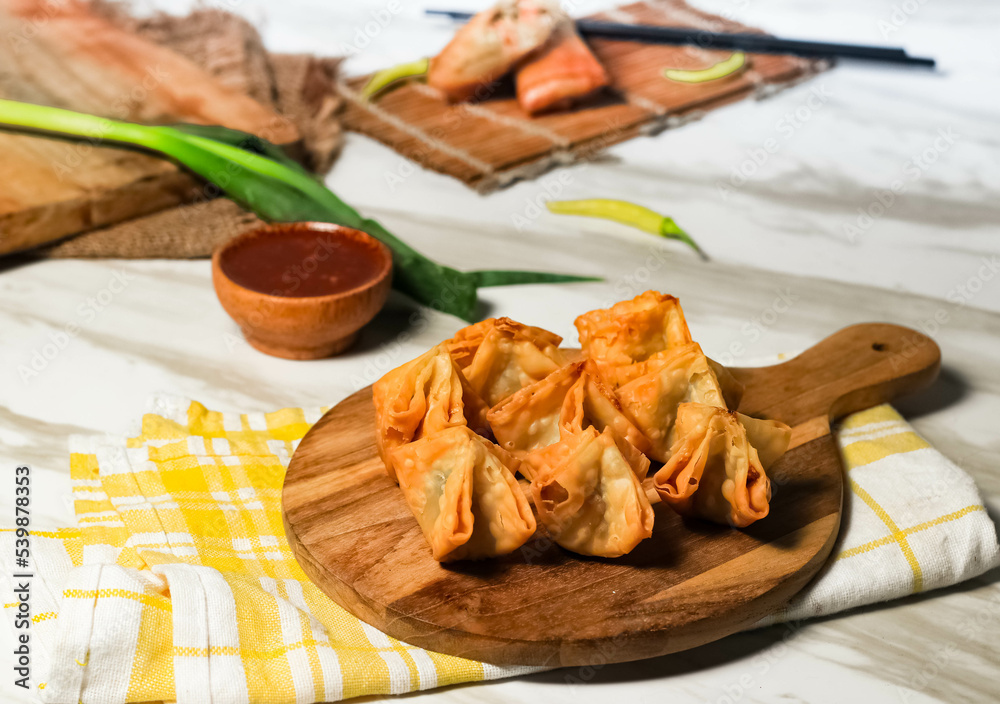 Fried dumplings Indonesian specialties with spicy chili sauce
