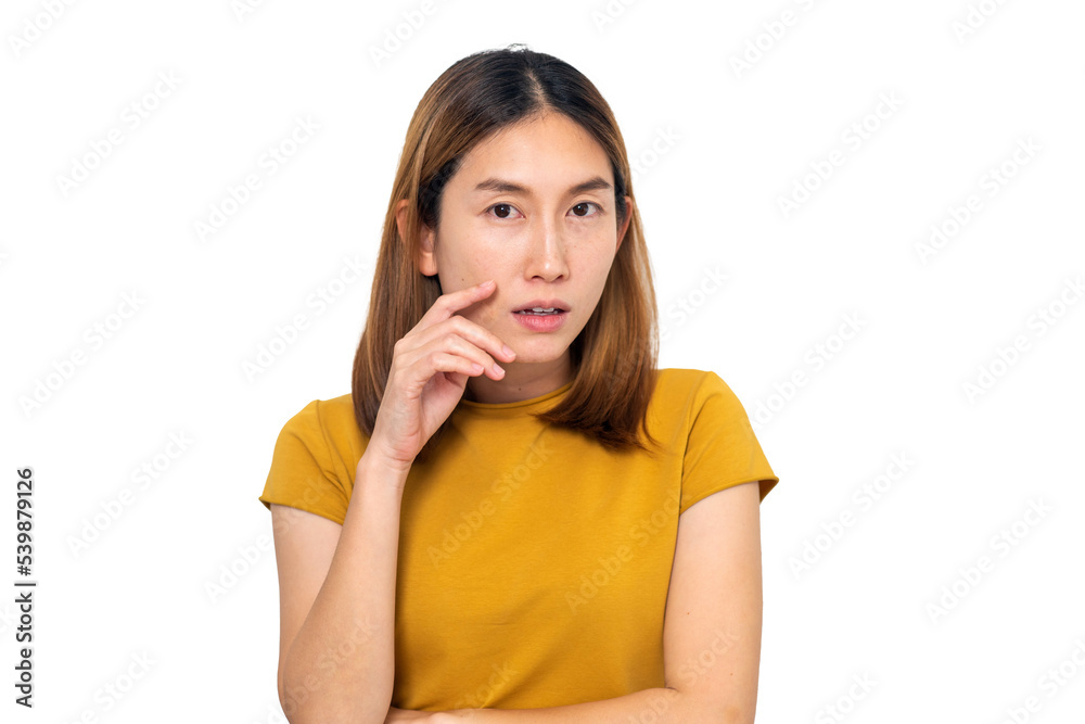 Worried skin on her face, PNG File, PNG, Transparent Background.