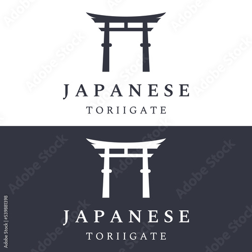 Creative design of ancient japanese tori gate logo.Japan heritage, culture and history tori gate.Logo for business.