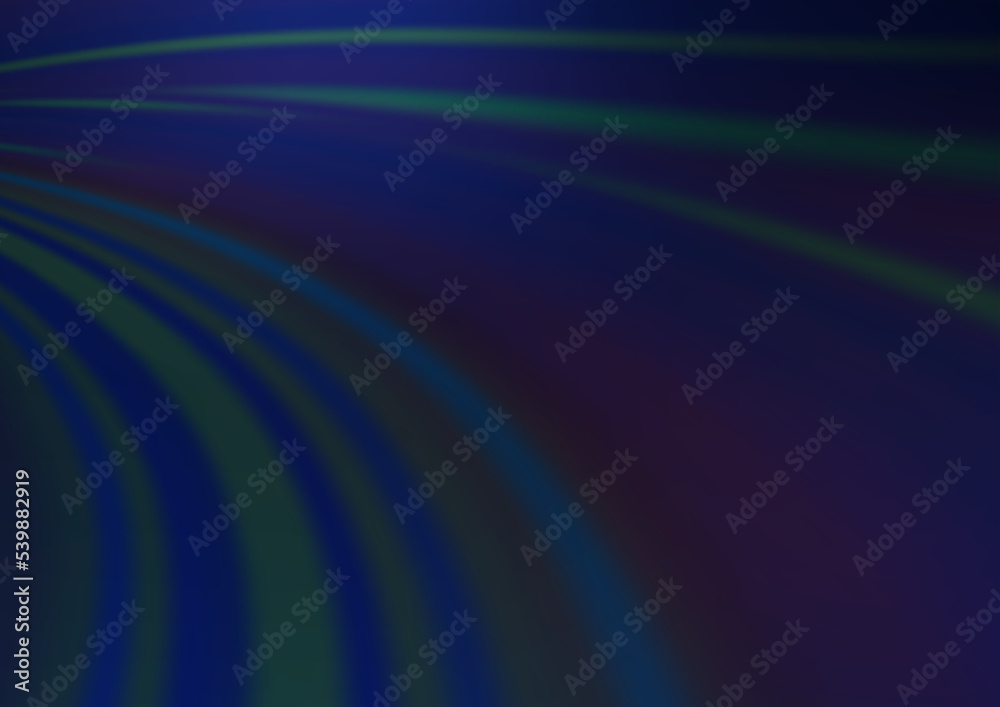 Dark BLUE vector template with bent ribbons.