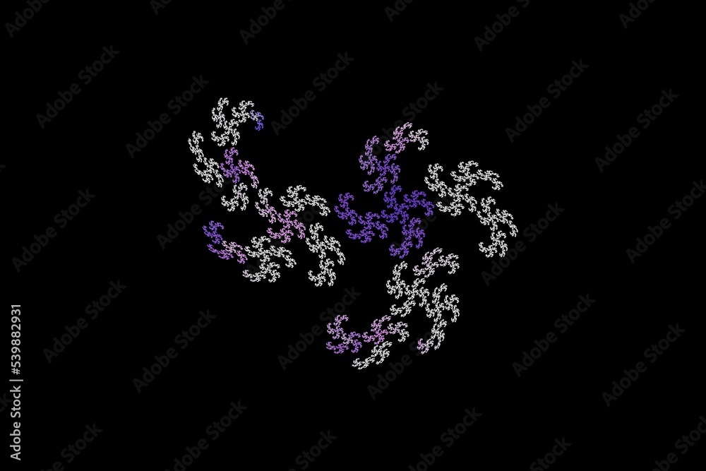 Violet fractal on black art design illustration graphic background 