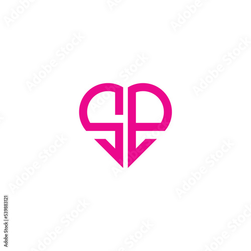 logo letter se love shape monogram vector design