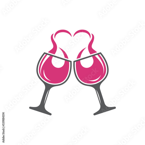 love wine icon vector illustration concept design template