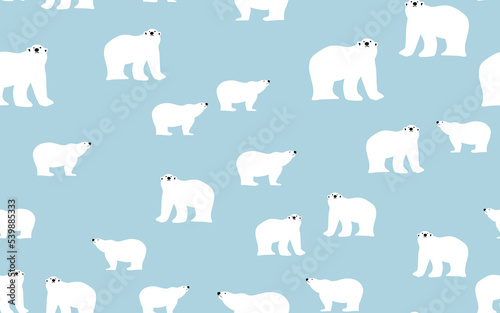 two white polar bears on a light blue background. seamless patterns