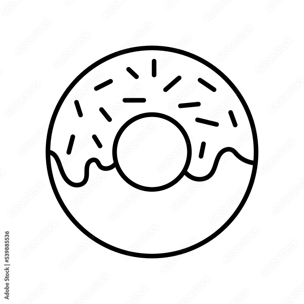 Fototapeta premium Doughnut outline vector icon. Linear style sign for food mobile concept and web design. Logo doughnut illustration. Single high quality symbol.