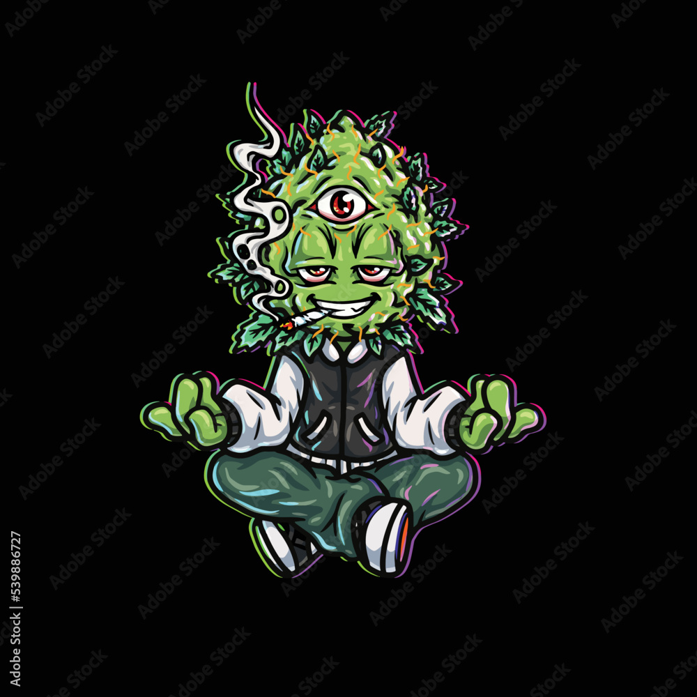 buds nug character cartoon mascot smoking blunt and joint from weed flower  nug cannabis marijuana Stock Vector | Adobe Stock
