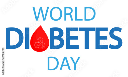 World diabetes day typography and blood drop, vector art illustration.
