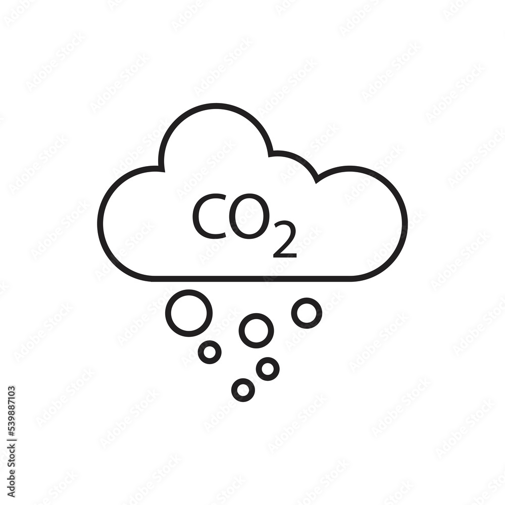 Co2 cloud icon design. co2 emissions line icon. carbon dioxide pollution. ecology and environment symbol. vector illustration Co2 cloud icon design. co2 emissions line icon. carbon dioxide pollution. ecology and environment symbol. vector illustration